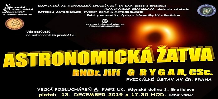 ASTRONOMICKÁ ŽATVA 2019 (Dr. Jiří Grygar v Bratislave)